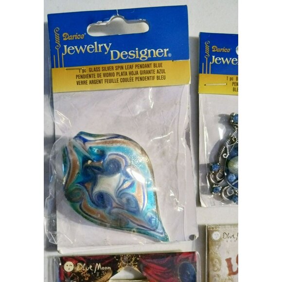 Pendant Lot Darice Blue Moon Acrylic Silver Zinc Victorian Style Jewelry Making - Picture 2 of 14